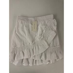 NWT Sim & Sam Ruffle White Cotton Blend Mini Skirt